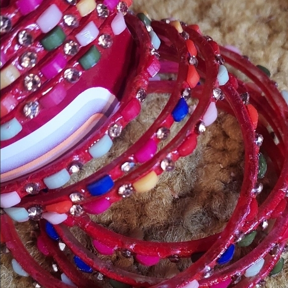Colorful Rhinestone Bangle Set - Picture 4 of 5